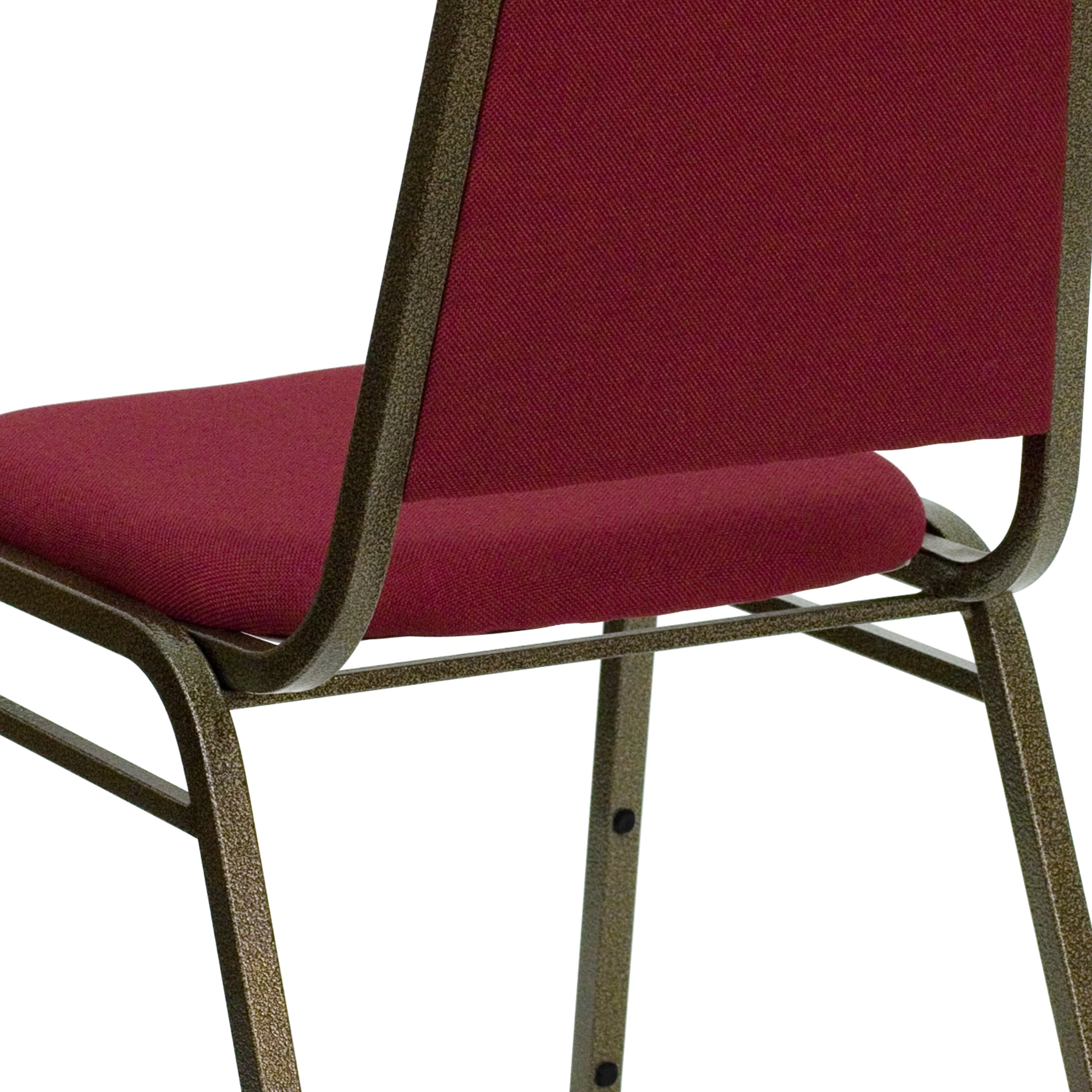 Flash Furniture 4 Pack HERCULES Series Trapezoidal Back Stacking Banquet Chair in Burgundy Fabric - Gold Vein Frame