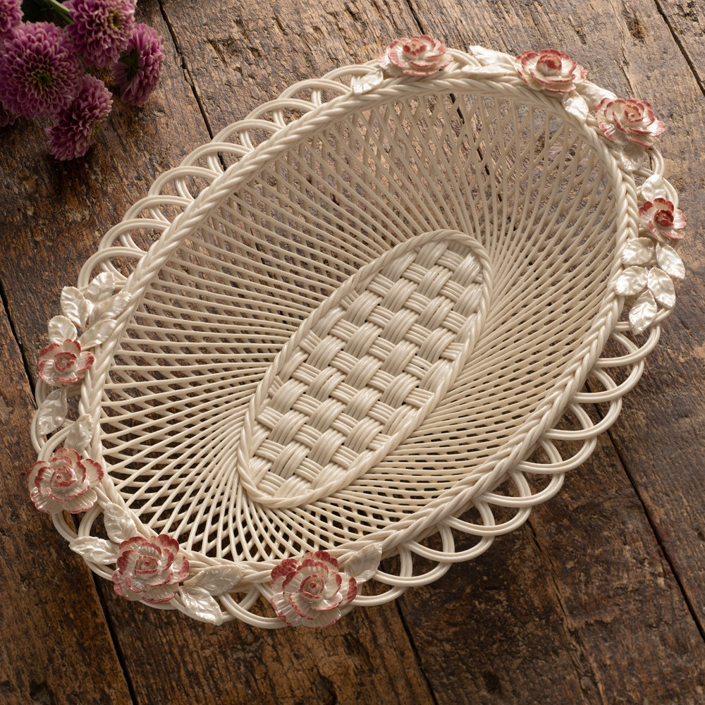 Belleek Classic Peony Basket