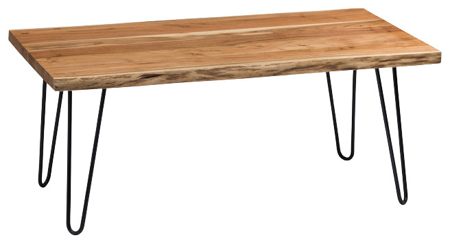 Hairpin Natural Live Edge Wood With Metal 42 quotCoffee Table  Natural   Industrial   Coffee Tables   by Bolton Furniture  Inc.  Houzz