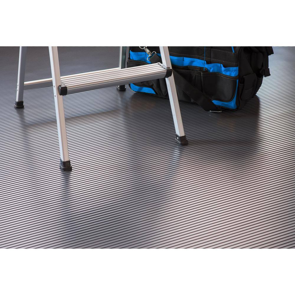 G-Floor Rib 7.5 ft x 17 ft Slate Grey Vinyl Garage Flooring Cover and Protector GF55RB717SG