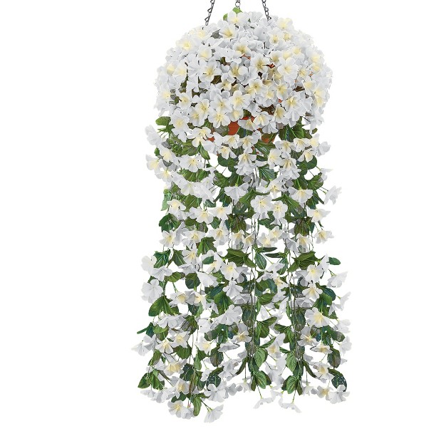 Collections Etc Set Of 2 Floral Hanging Bushes