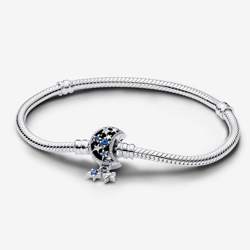 PANDORA  Pandora Moments Sparkling Moon Clasp Snake Chain Bracelet