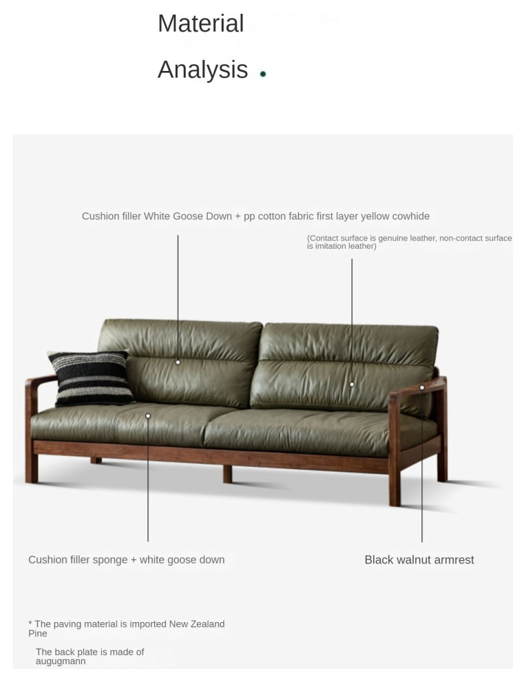 North American Black Walnut Solid Wood Light Luxury Leather Sofa   Transitional   Sofas   by GVAwood  Houzz