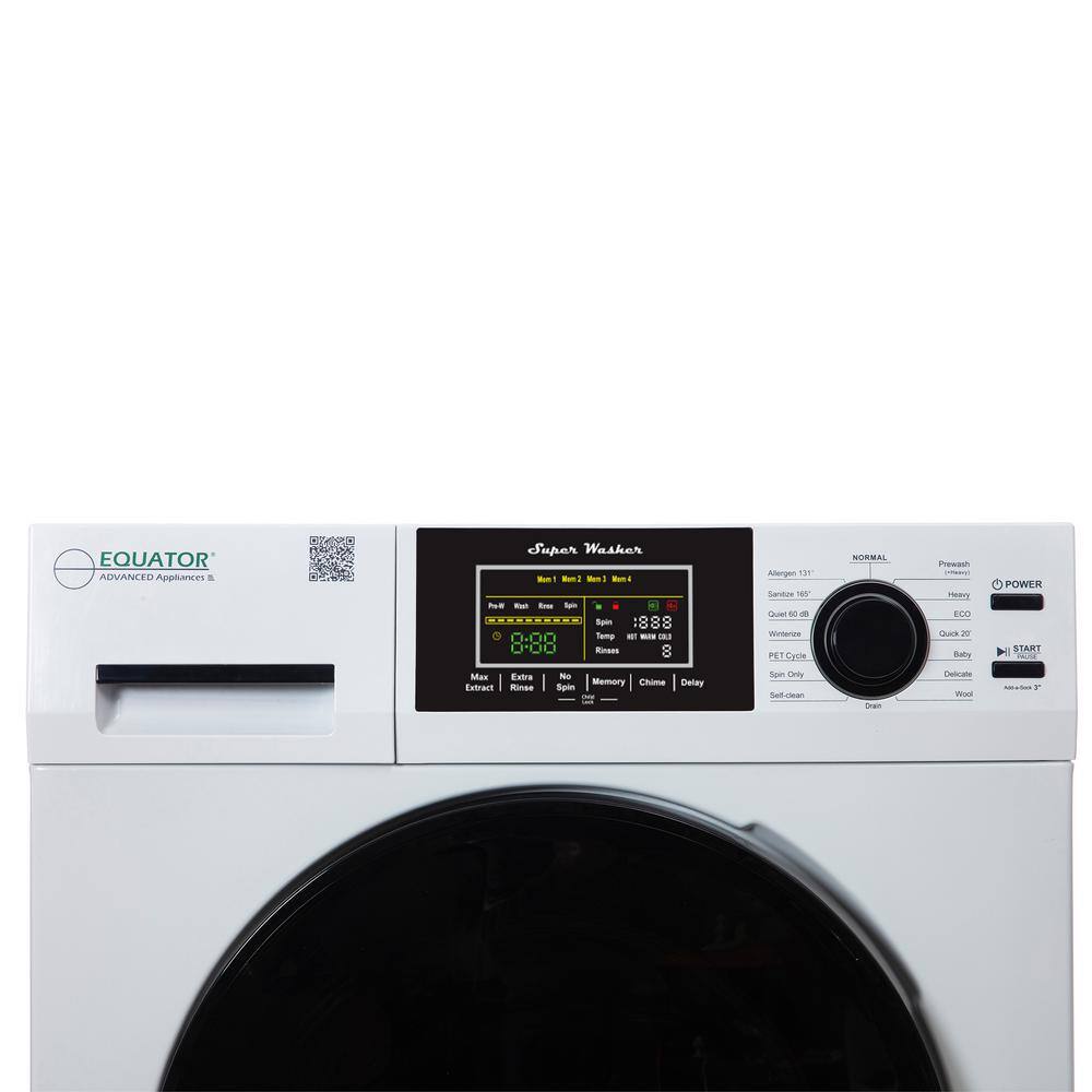 EQUATOR ADVANCED Appliances 1.62 cu.ft. Touch Pet 15 lbs Compact 110V Sani Digital Washer 1400 RPM 16 Programs 826 Washer W