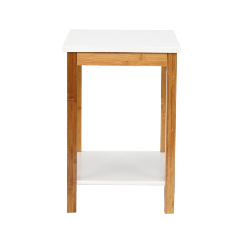 Three Layer Bamboo Side Table Rectangular White