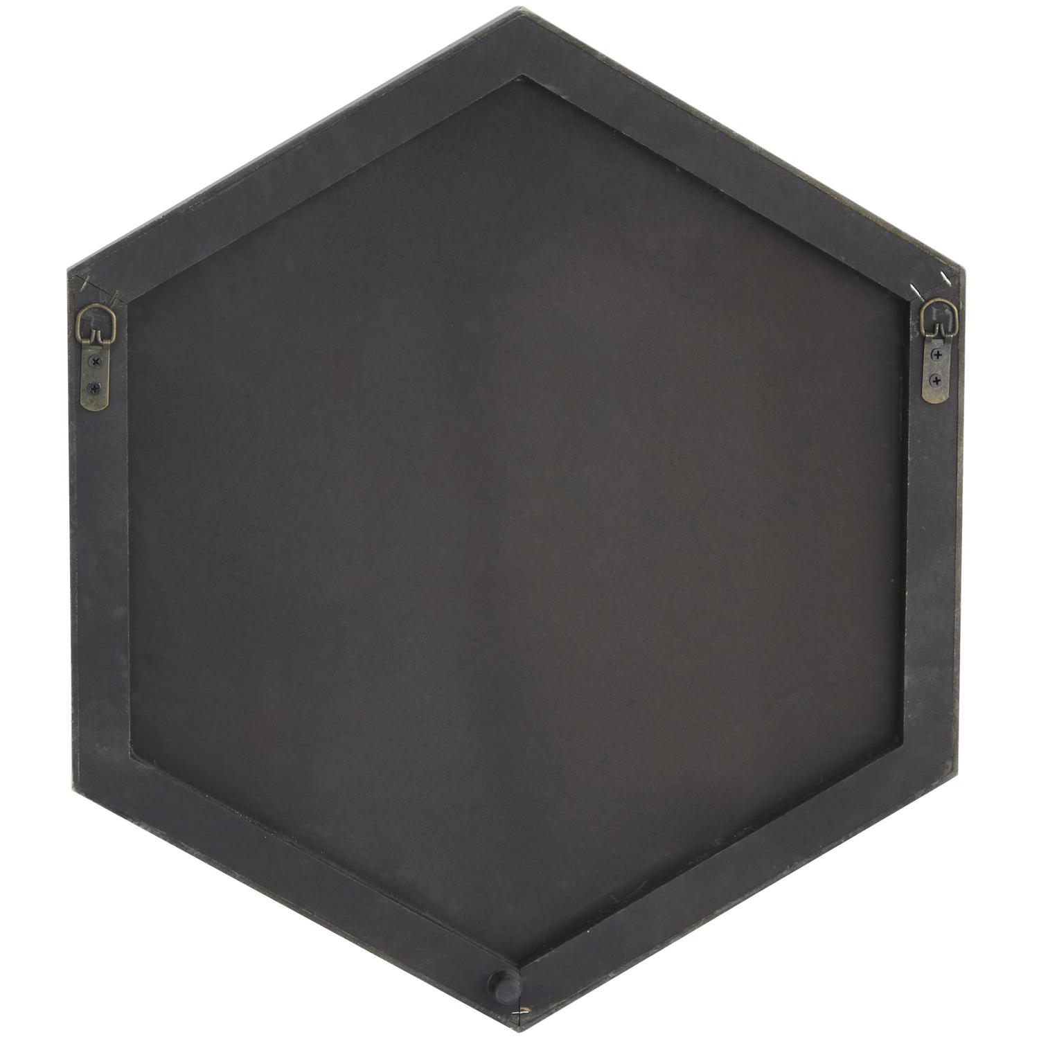 Cosmoliving by Cosmopolitan 24 x 21 Black Hexagon Shaped Wall Mirror with Thin Minimalistic Frame