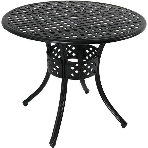 Black HeavyDuty Cast Aluminum Outdoor Round Patio Dining Table