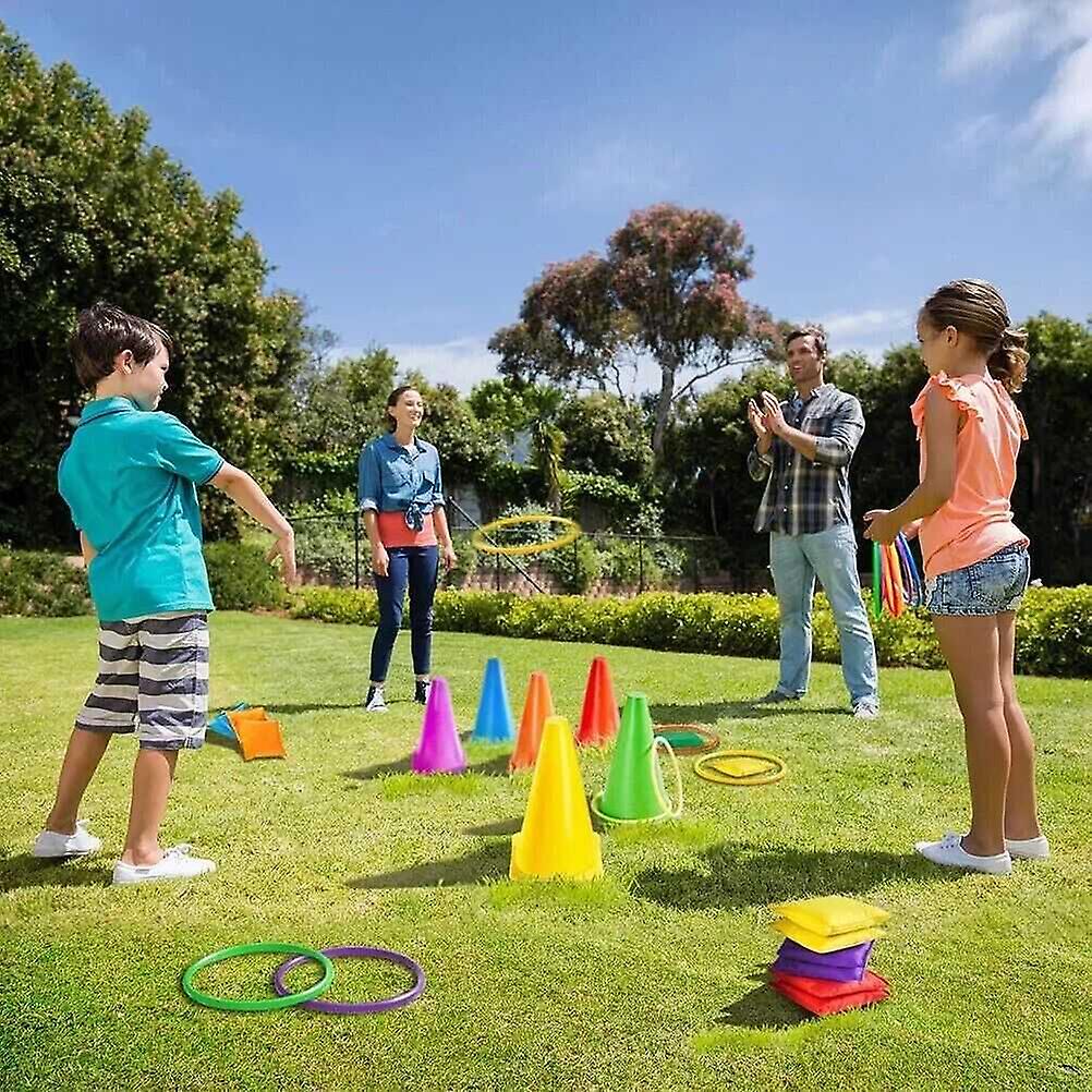 3-in-1 Kids Outdoor Ring Toss Game Set