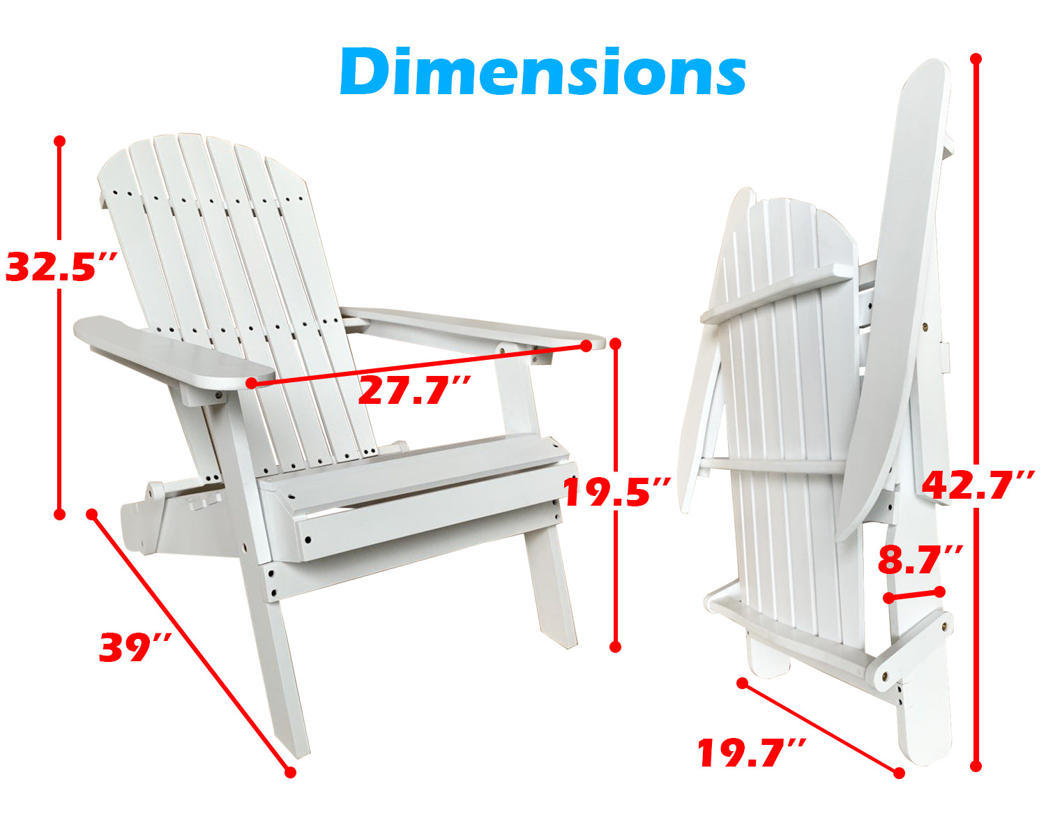 Adirondack Chair Folding Adirondack Chair Lawn Chair Outdoor Chairs Patio Chairs Patio Seating Fire Pit Chairs Wood Chairs for Adults Yard Garden w/Natural Finish