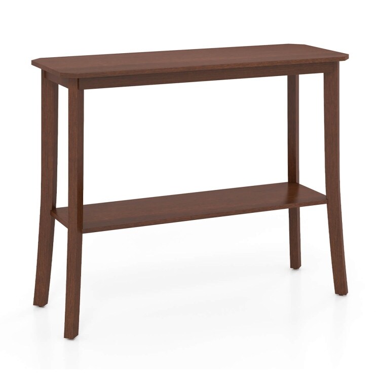 2 Tier Freestanding Wooden Console Table with Open Shelf   38\