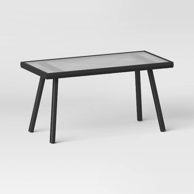 Glass Rectangle Outdoor Patio Coffee Table Black