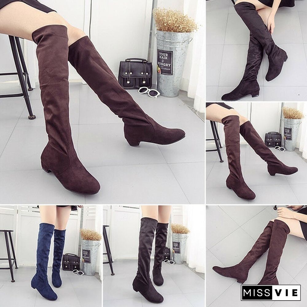 Winter Women Suede Over The Knee Thigh Knight Long Boots High Heels Shoes