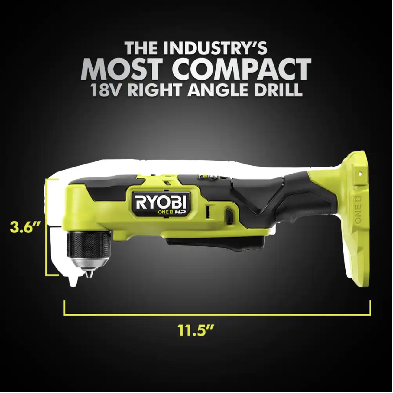 Ryobi One+ Hp 18V Brushless Cordless Compact 3/8 in. Right Angle Drill (Tool Only)