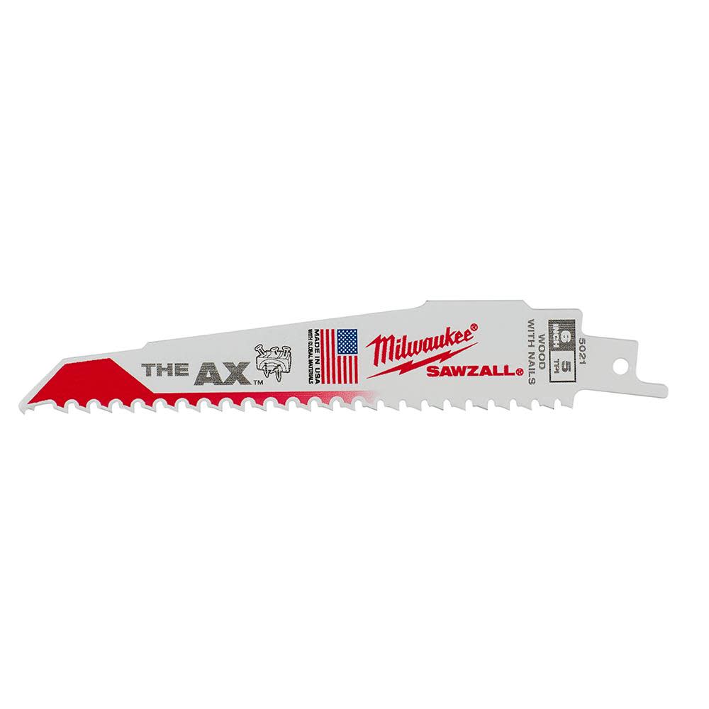 Milwaukee 6 in. 5 TPI The Ax SAWZALL Blade 25PK 48-00-8021 from Milwaukee