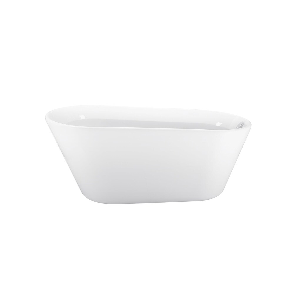 69 Inch Acrylic Freestanding Soaking Bathtub in White with Overflow and Drain