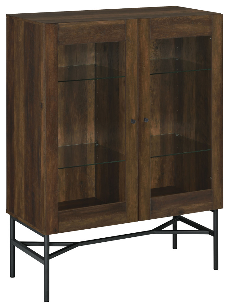 Bonilla 2 door Accent Cabinet With Glass Shelves Accent Cabinet Brown   Modern   Accent Chests And Cabinets   by Modon  Houzz