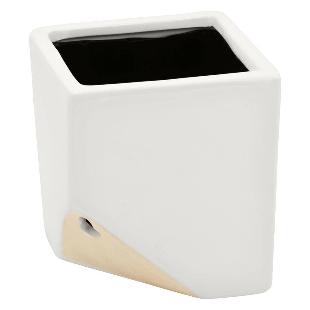 Arcadia Garden Products Cube 3-1/2 in. x 4 in. Matte White Ceramic Wall Planter (3-Piece) WP20