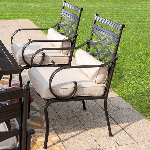 2pk Outdoor Dining Chairs With Thick Seat amp Back Cushions amp Metal Frame Captiva Designs