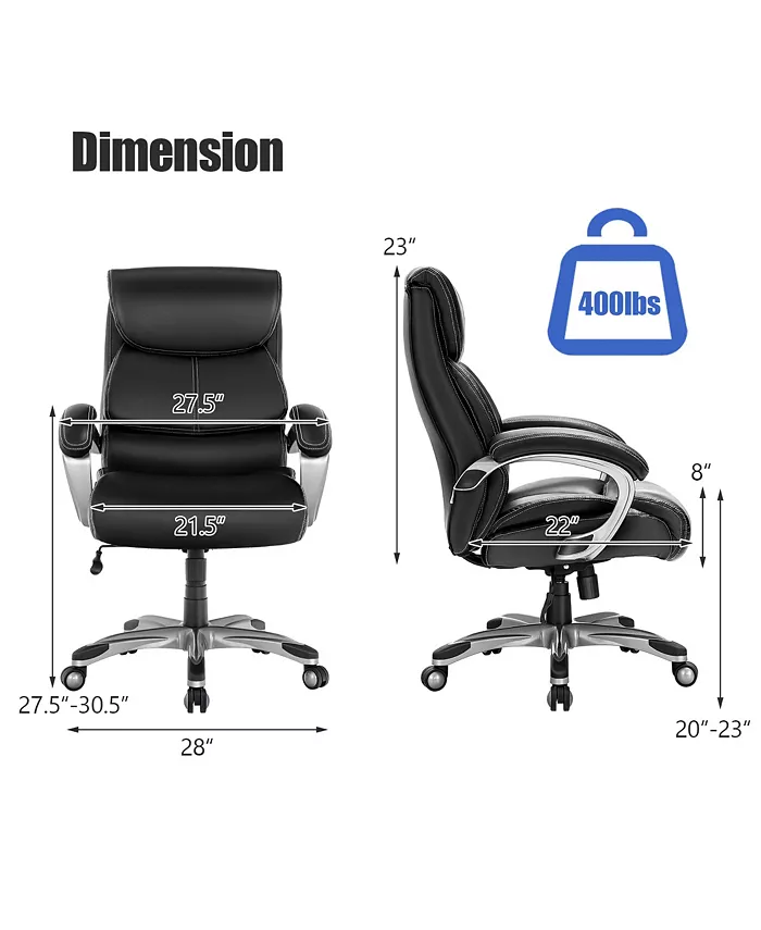 Costway Big and Tall High Back Adjustable Swivel Leather Office Chair