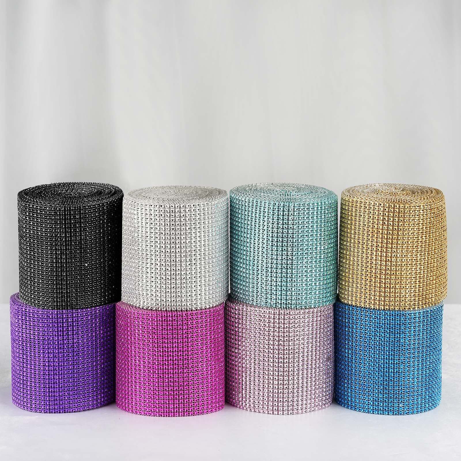 Shiny Silver Diamond Rhinestone Ribbon Wrap Roll, DIY Craft Decor 5