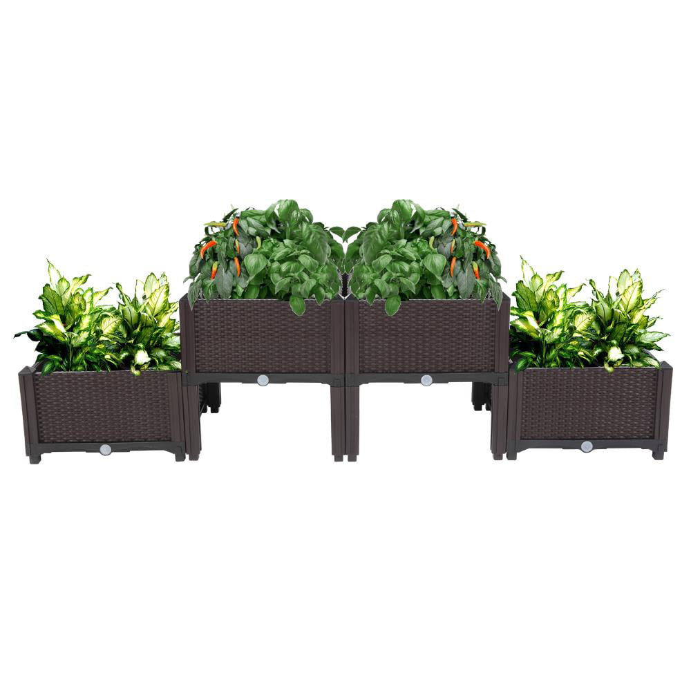 GoDecor 17 in.x 16 in. Plastic Raised Garden(Set of 4)