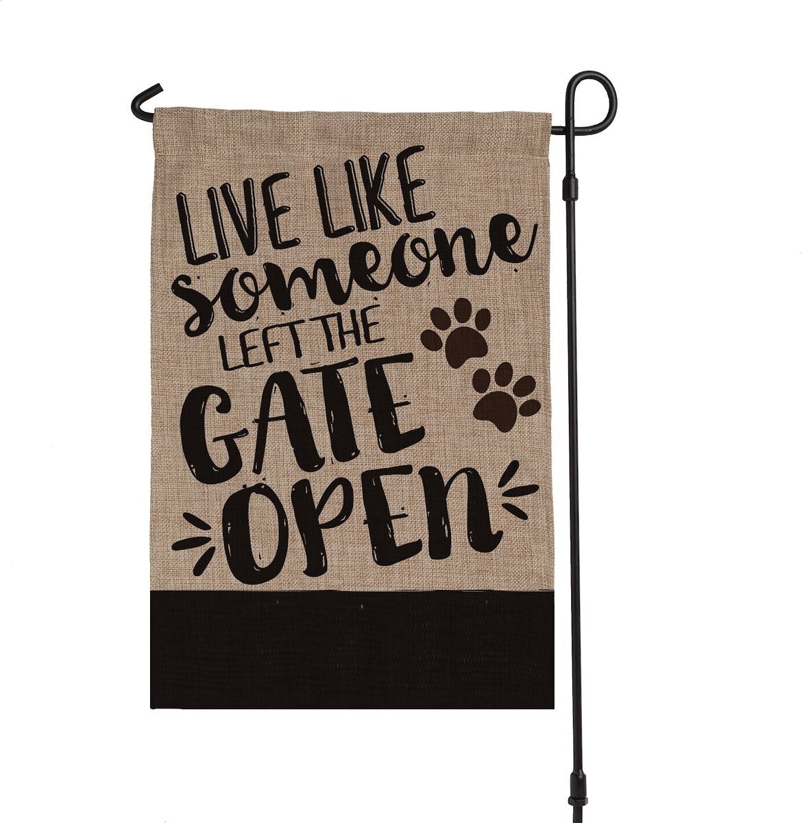 Custom Personalization Solutions Live Like Someone Left The Gate Open Personalized Dog Burlap Flag