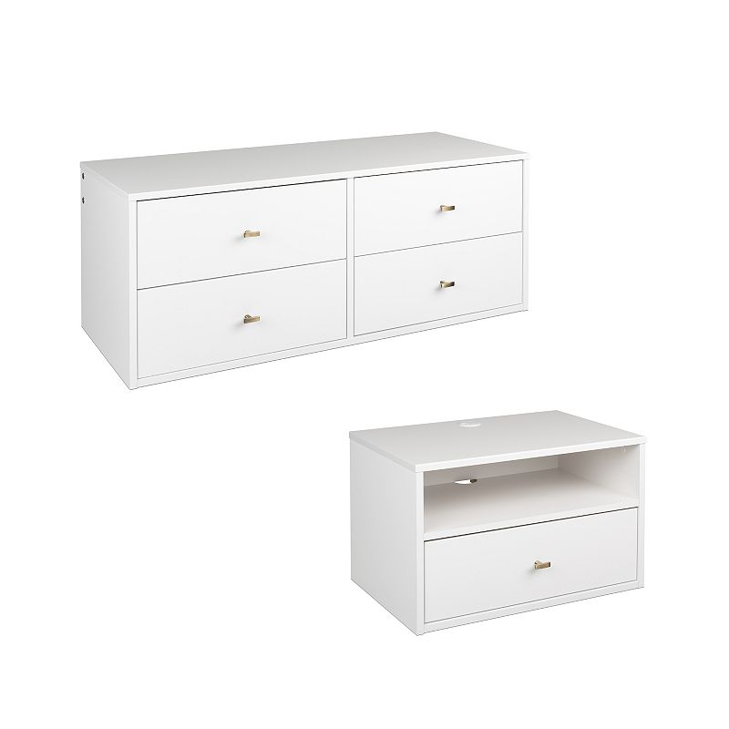 Prepac Floating Dresser and Nightstand Table 2-piece Set