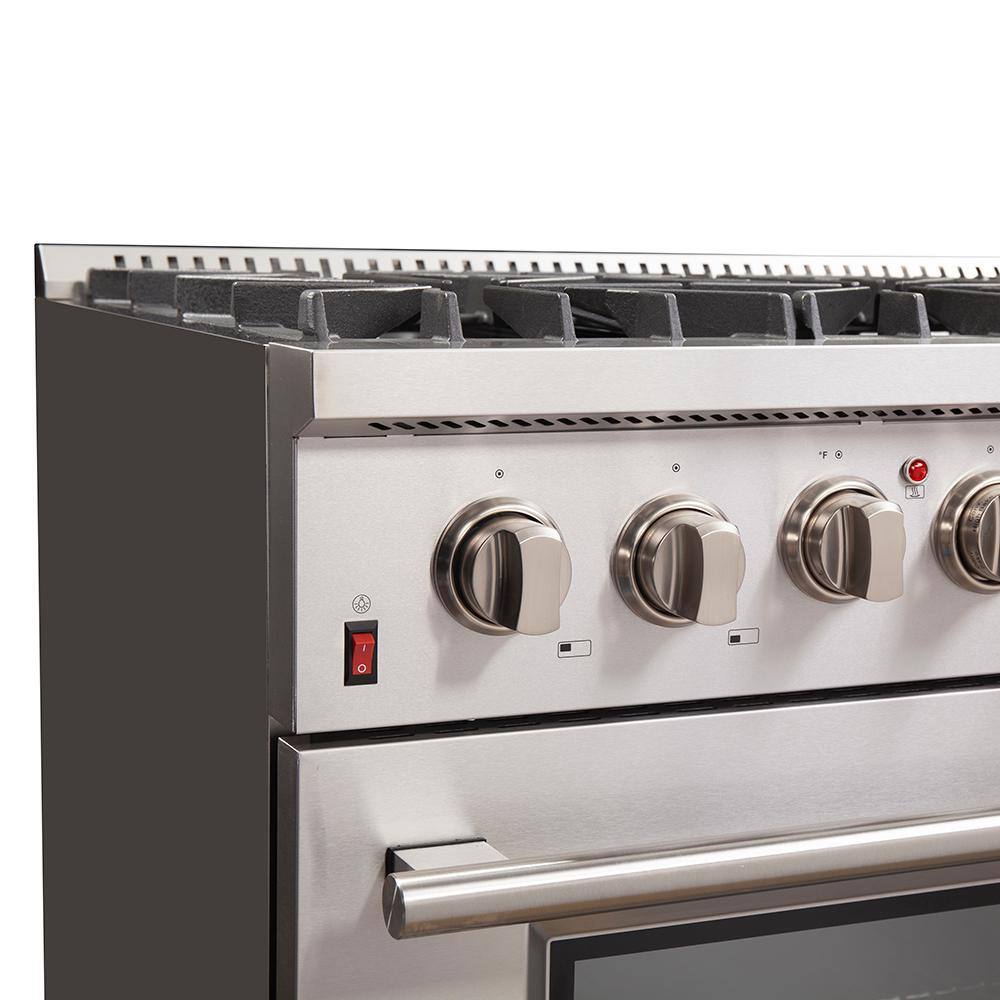 Forno Galiano 36 in. Freestanding Pro Gas Range with 6 Sealed Burners and Electric 240-Volt Oven in Stainless Steel FFSGS6156-36