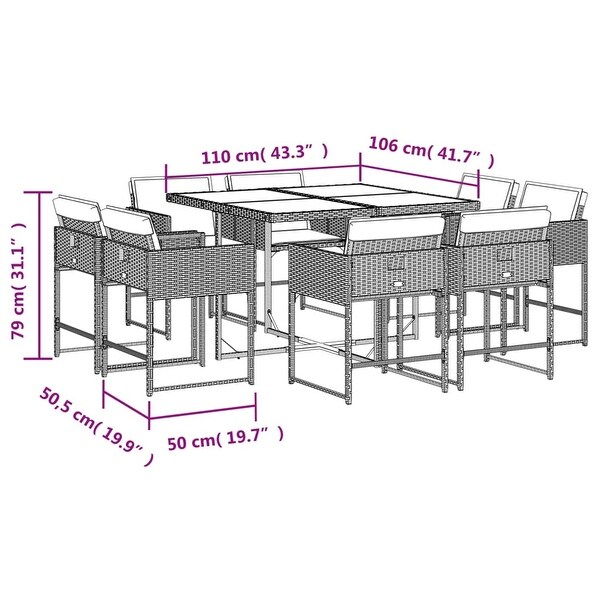 vidaX Patio Dining Set with Cushions Poly Rattan