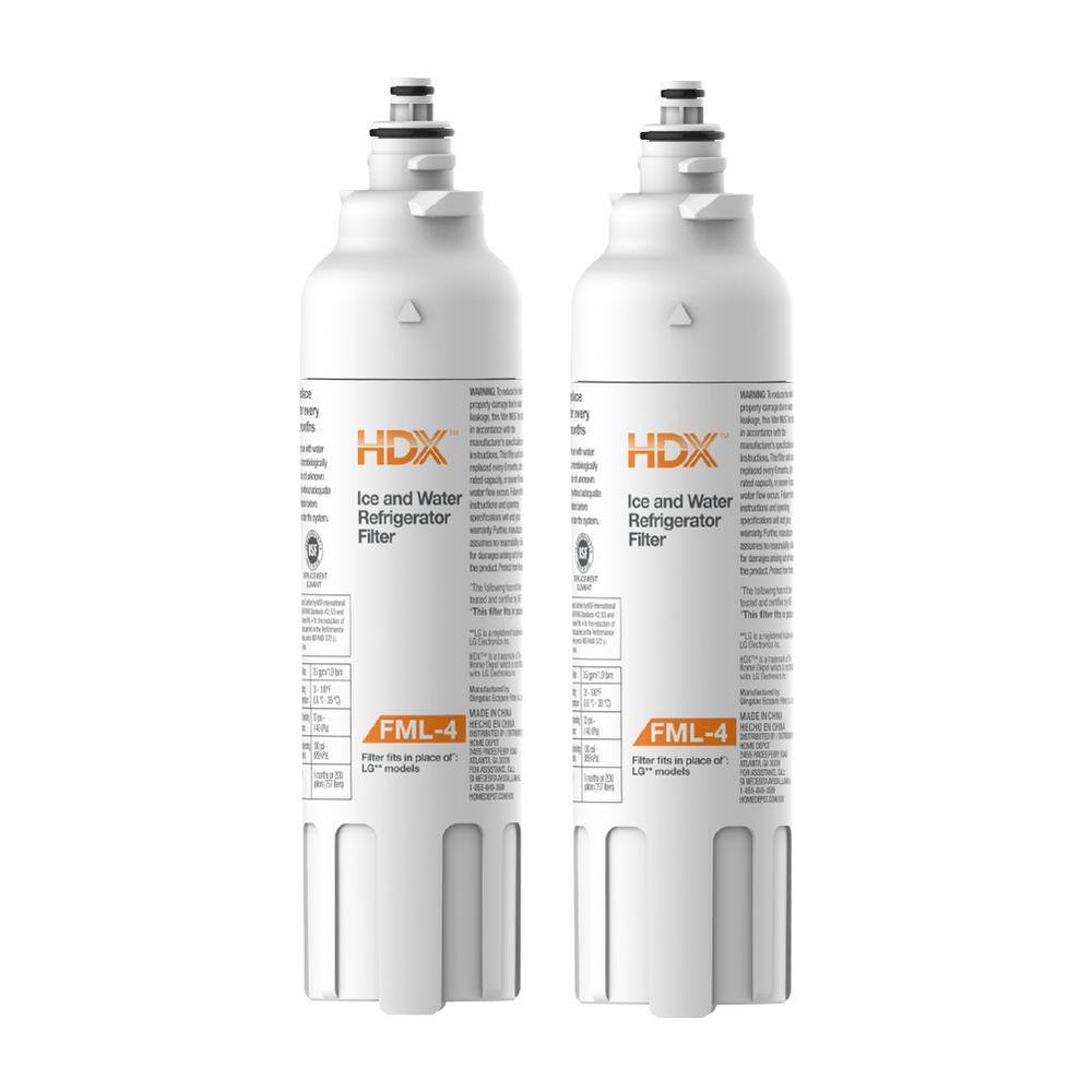 HDX HDX FML-4 Premium Refrigerator Water Filter Replacement For LG LT800P (2-Pack) FML-4