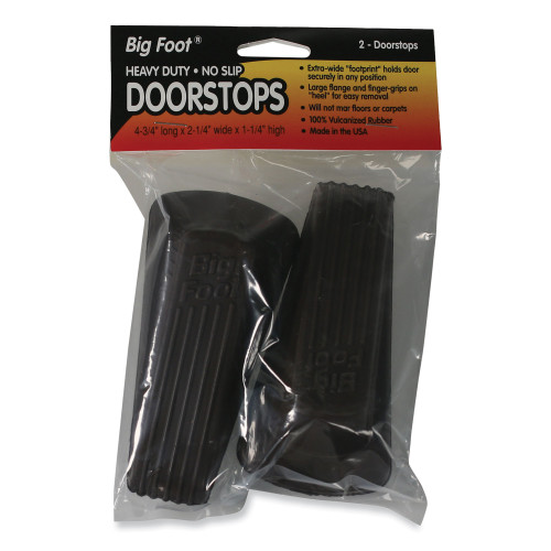 Master Caster Big Foot Doorstop， No Slip Rubber Wedge， 2.25w x 4.75d x 1.25h， Brown， 2/Pack (00971)