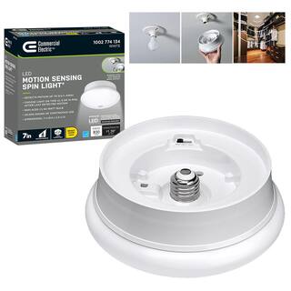 Commercial Electric Spin Light 7 in. Motion Sensor LED Flush Mount Ceiling Light Customize Hold Times Closet Rated 830 Lumens 4000K 54606341