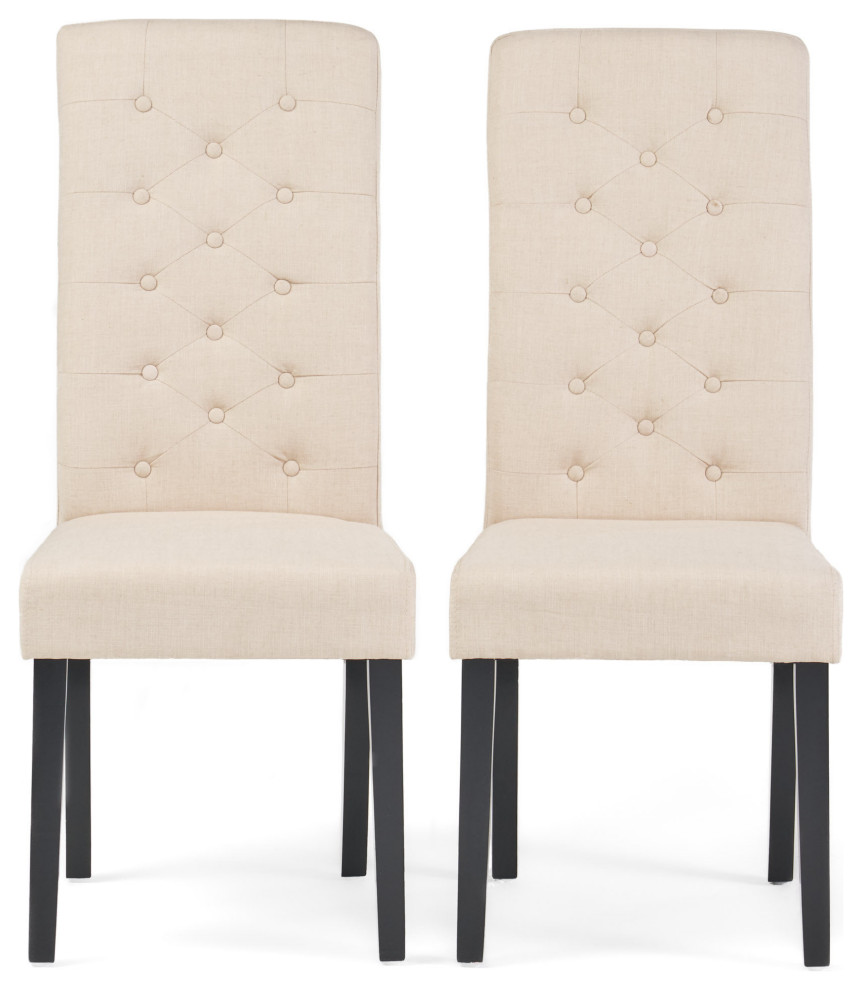 GDF Studio Darby Tall Back Linen Dining Chairs  Set of 2   Transitional   Dining Chairs   by GDFStudio  Houzz