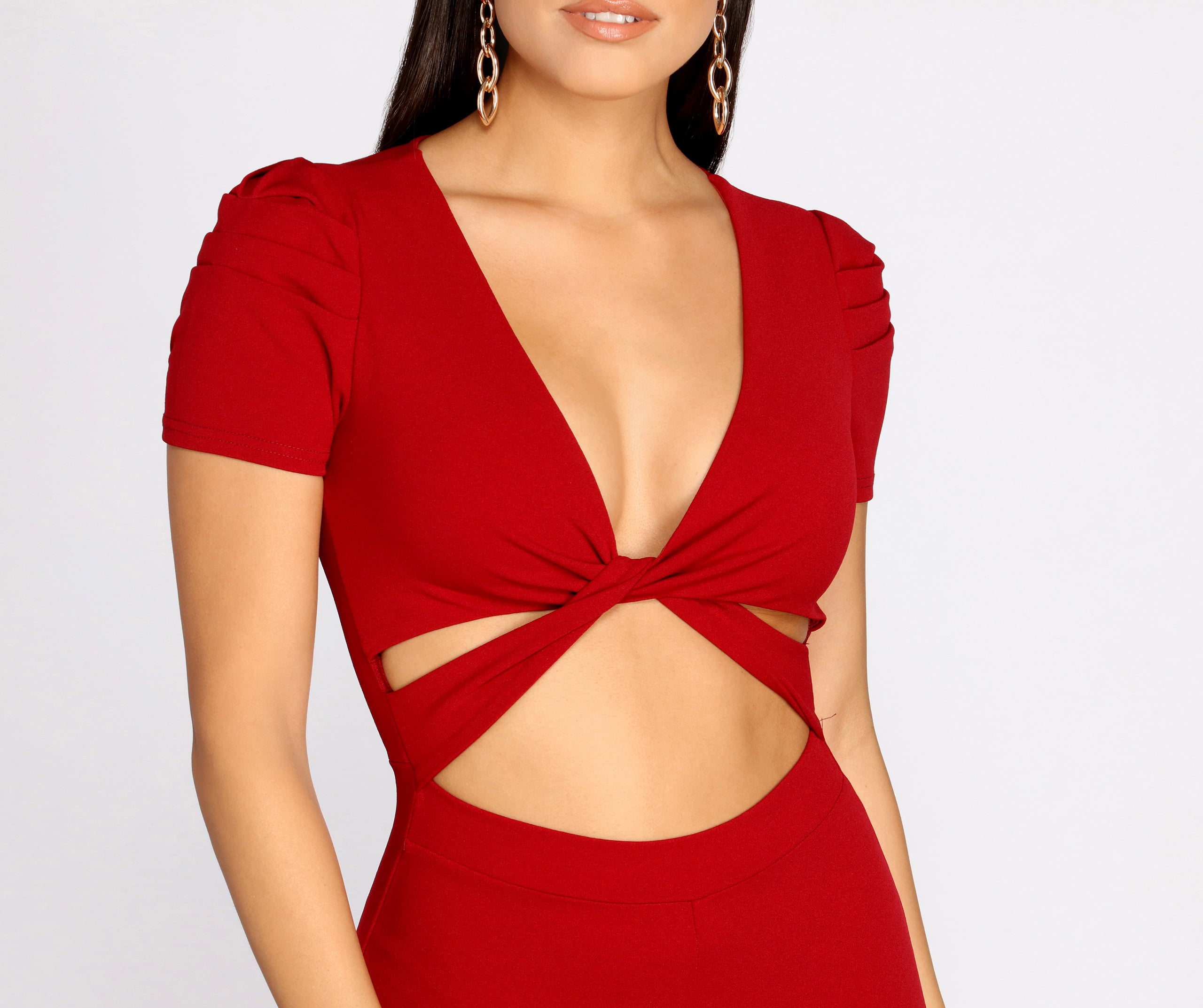 Risk It All Twist Front Fitted Jumpsuit