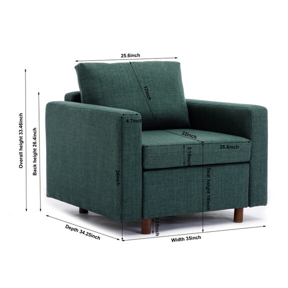 Single Seat Module Sofa Sectional Couch Cushion Co...