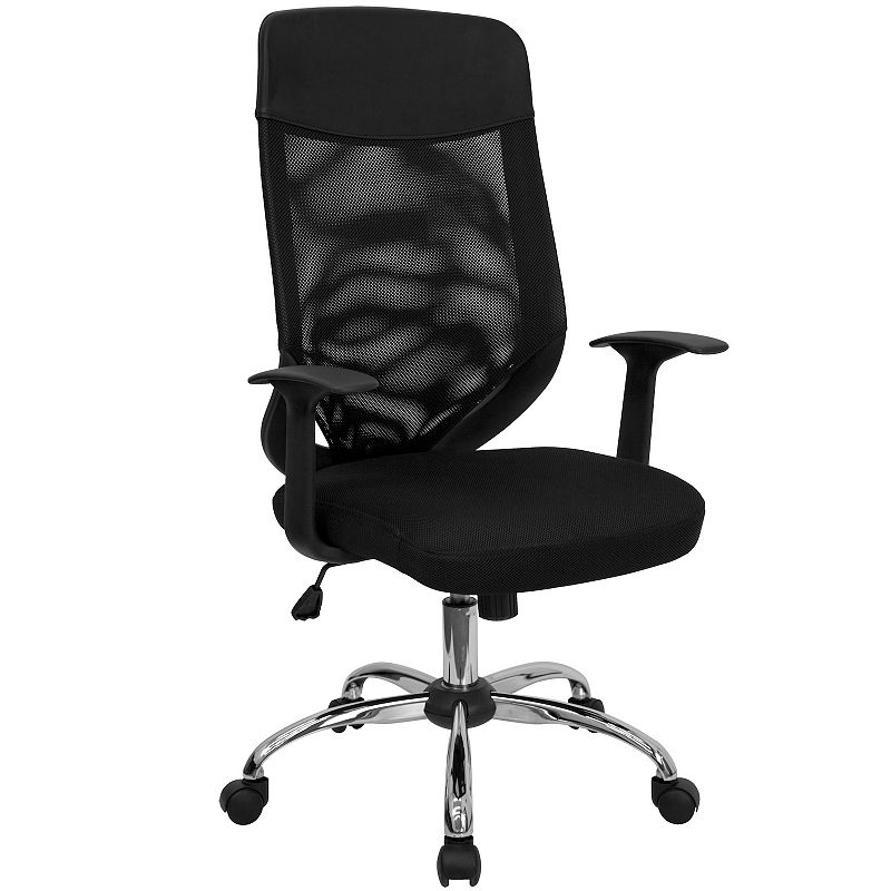 Emma and Oliver High Back Black Mesh Executive Swivel Office Chair with Arms