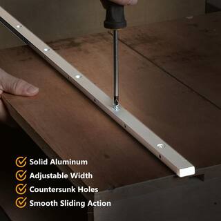 POWERTEC 24 in. Miter Gauge Jig and Fixture Bar for Woodworking router table and band saw for 34 in. x 38 in. Miter Slot 71519