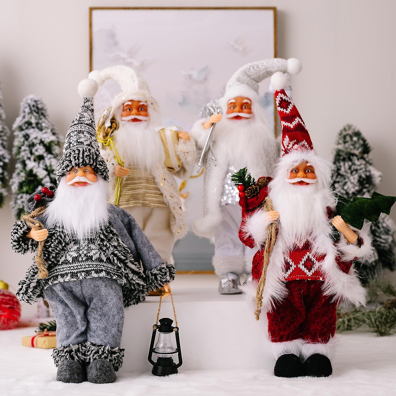 Led Christmas Doll Ornaments Standing Santa Claus Plush Doll Lighting Ornaments Home Decor