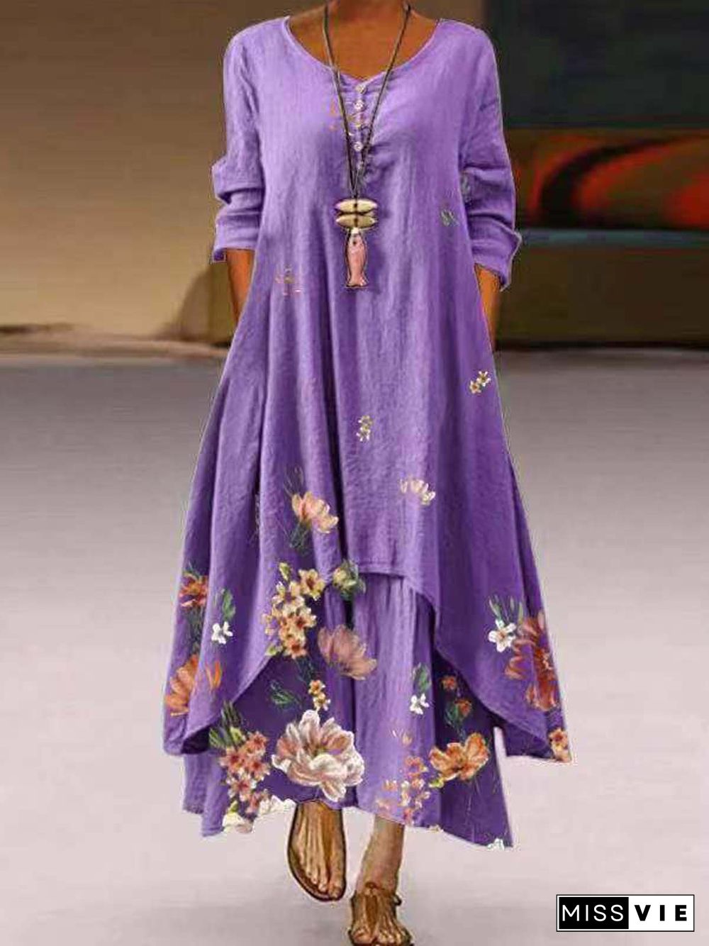 Women Summer Boho Floral Printed A-Line Casual Dresses