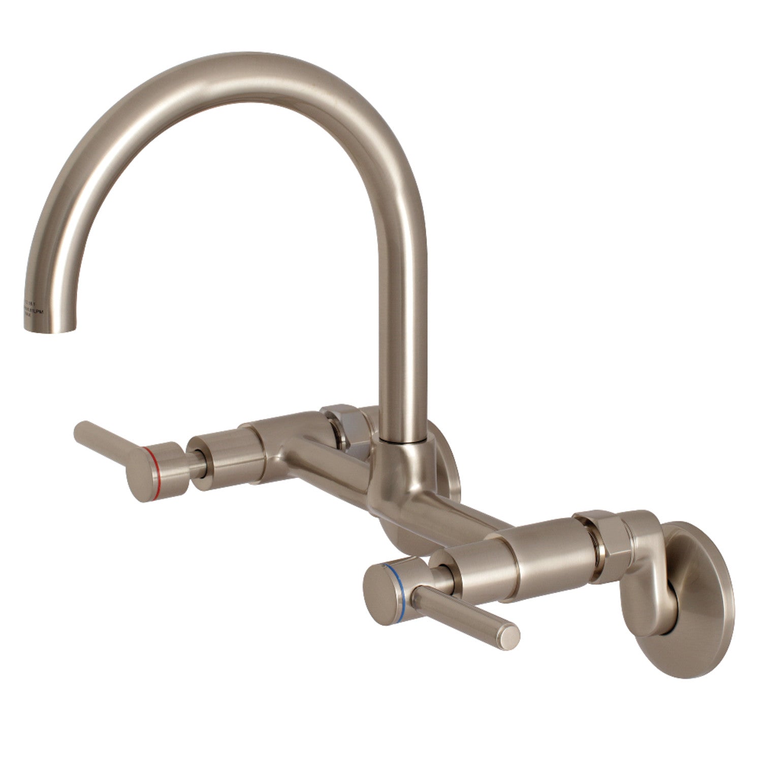 Kingston Brass Concord 8-Inch Adjustable Center Wall Mount Kitchen Faucet， Brushed Nickel