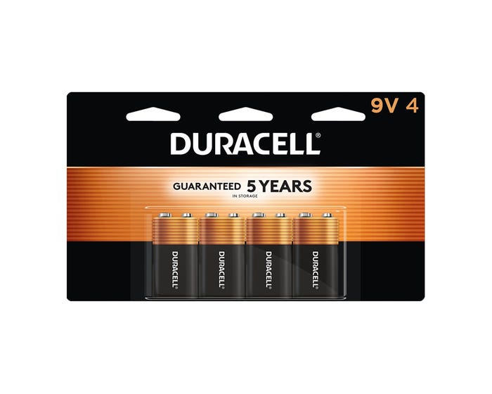 Duracell Coppertop 9V Alkaline Batteries，  4 Pack