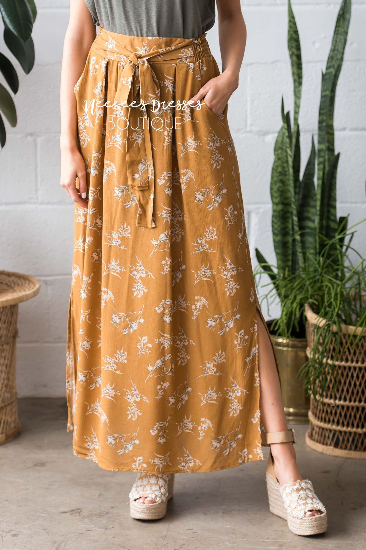 Boho Tie Waist Maxi Skirt