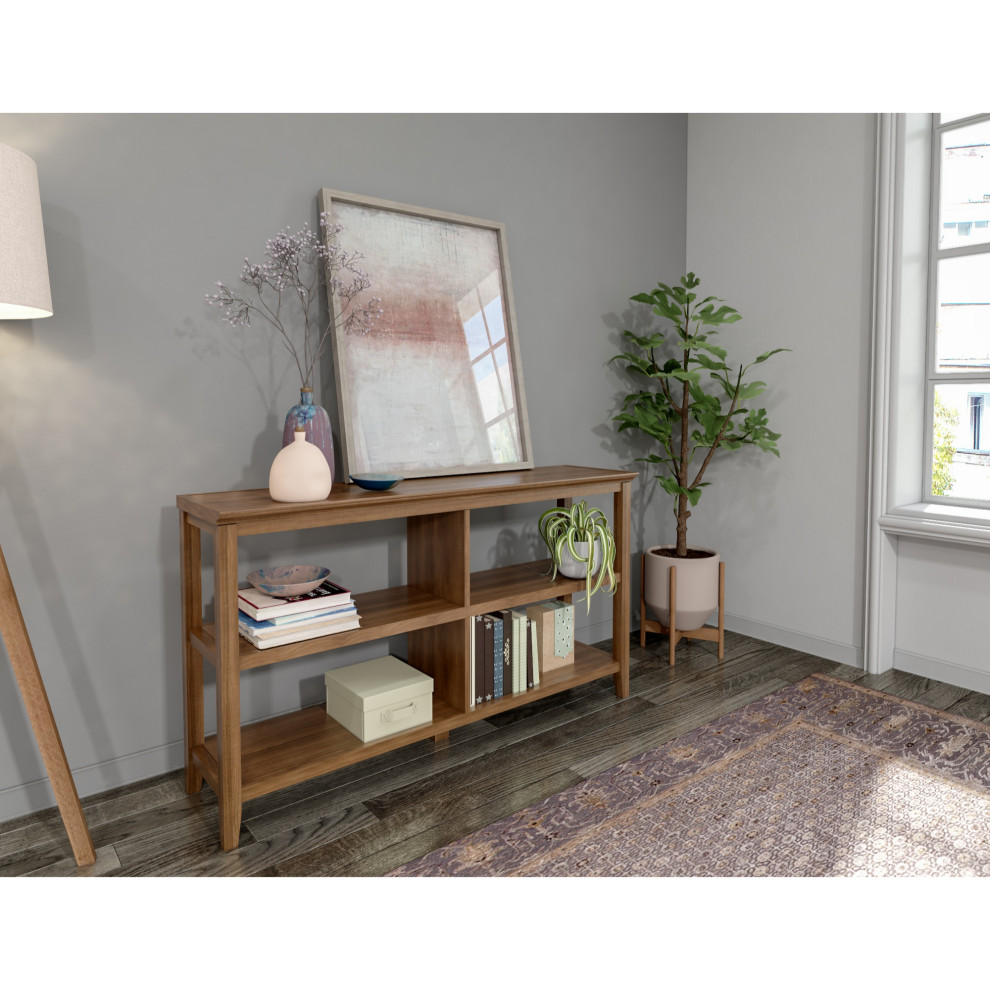 Newridge 2 Tier Low Wooden Bookcase Walnut   Transitional   Bookcases   by VirVentures  Houzz