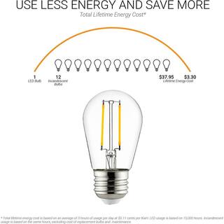 Sunlite 25-Watt Equivalent S14 Dimmable Edison Filament E26 Base String LED Light Bulb in Amber 2200K (6-Pack) HD03721-6