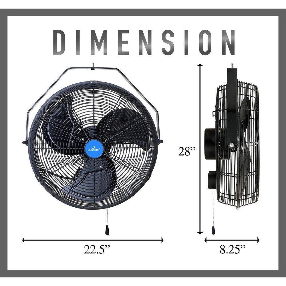 iLIVING 18 in. 3 Speed Wall Mount Outdoor Waterproof Fan ILG8E18-15