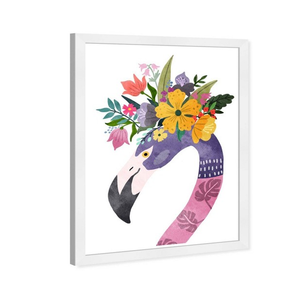 X 21 quot Floral Flamingo Animals Framed Wall Art Print Purple Wynwood Studio