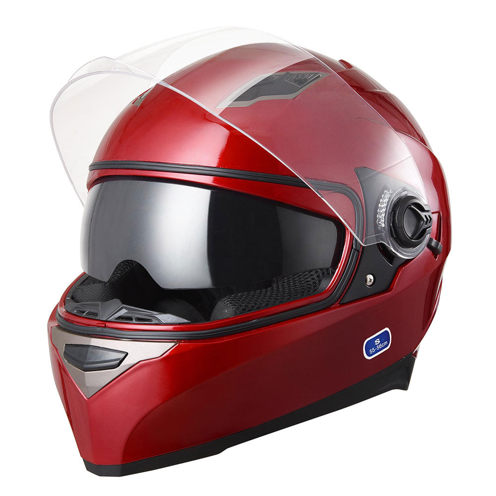 AHR DOT Motorcycle Helmet Full Face Dual Visors Red