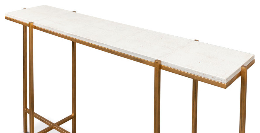 Shagreen Console Table Osprey White Leather   Contemporary   Console Tables   by Sideboards and Things  Houzz