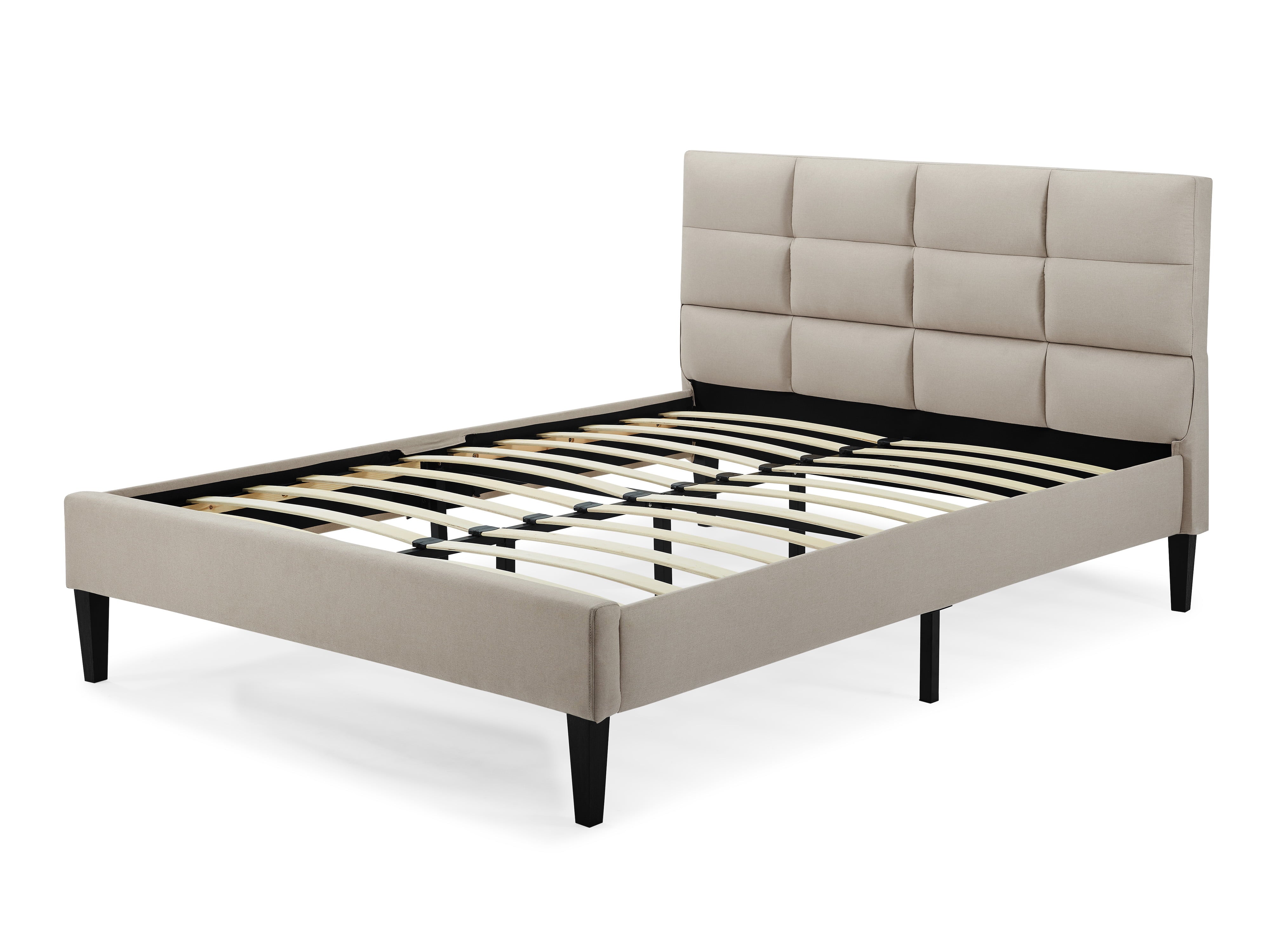 Serta Zola Upholstered Head & Footboard with Euro Slats in Queen, Beige Fabric