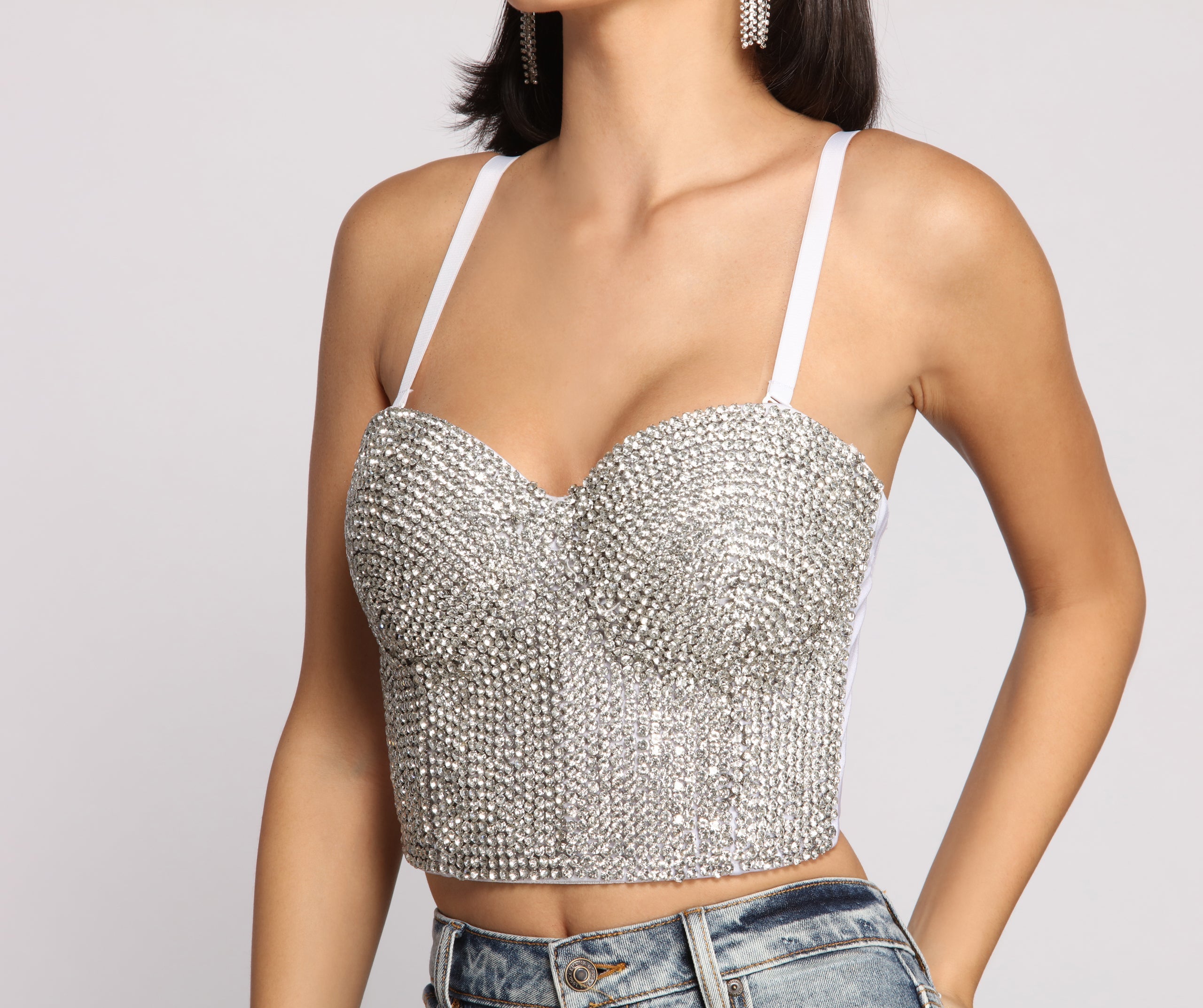 Daring Rhinestone Diva Cropped Bustier